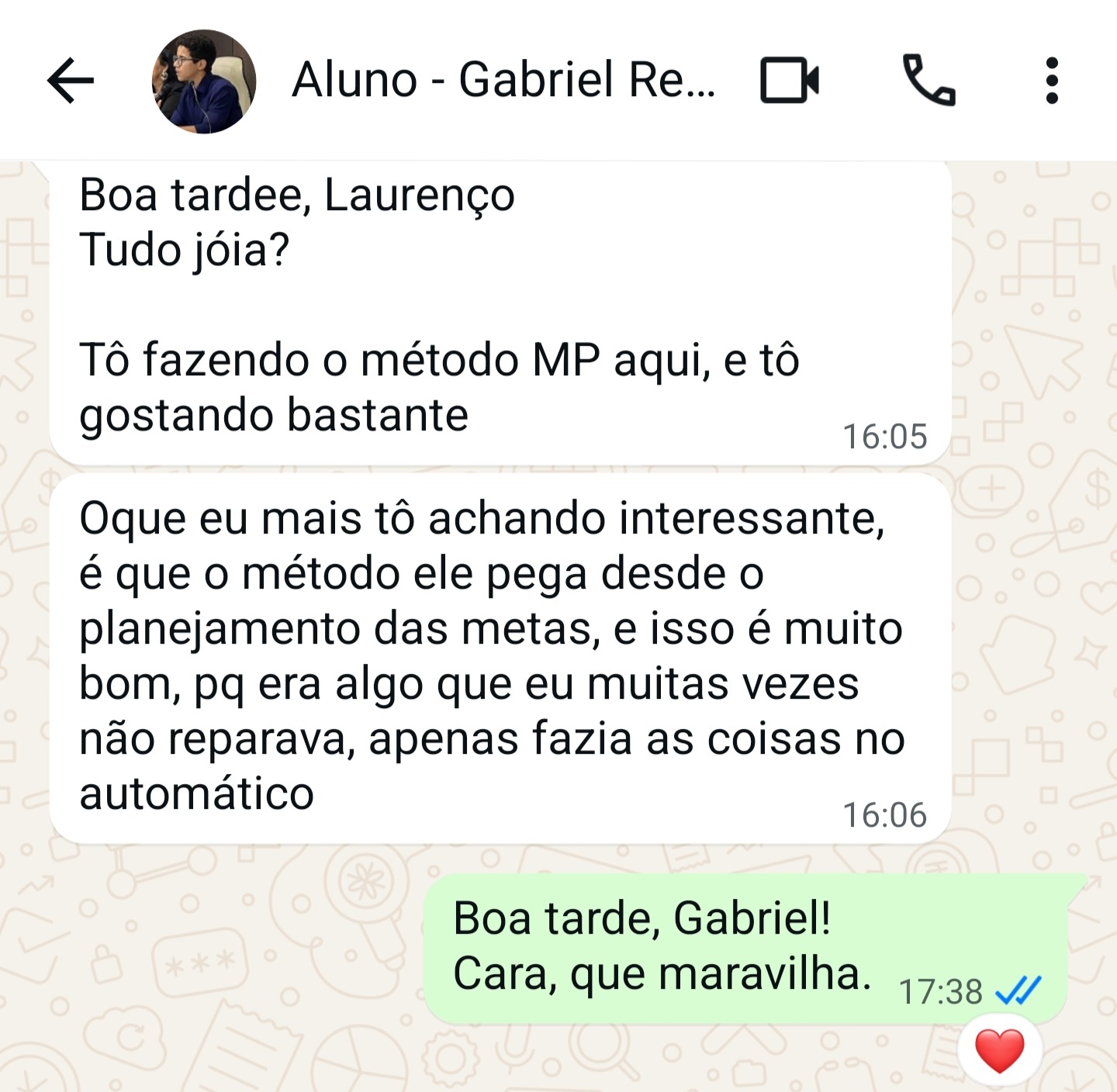 Depoimento de Gabriel Renan — aluno do Método MP